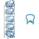 VEVOR 5 Gallon Water Jug Holder, 5 Tiers Water Bottle Holder, Heavy Duty Water Bottle Rack with 5 Slots, Detachable Water Jug Stand for Kitchen, Office, Living Room- Silver