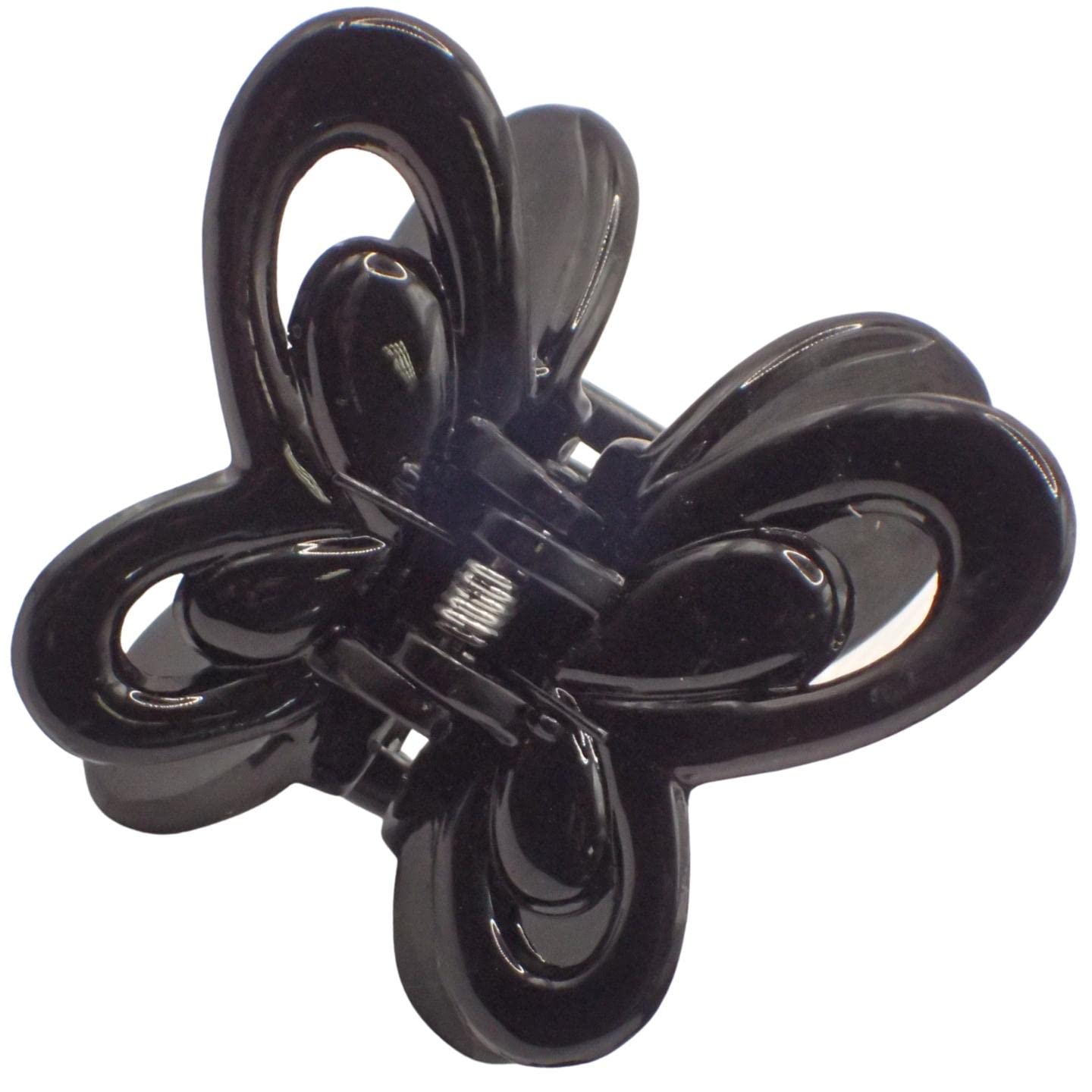 Topkids Accessories Small Black or Tort Hair Claw Clip, Small Detailed Claw Clips for Ladies & Girls, Women?s Hair Claws for Thick Hair, Cute Small Hair Clips (Black Thick Butterfly)