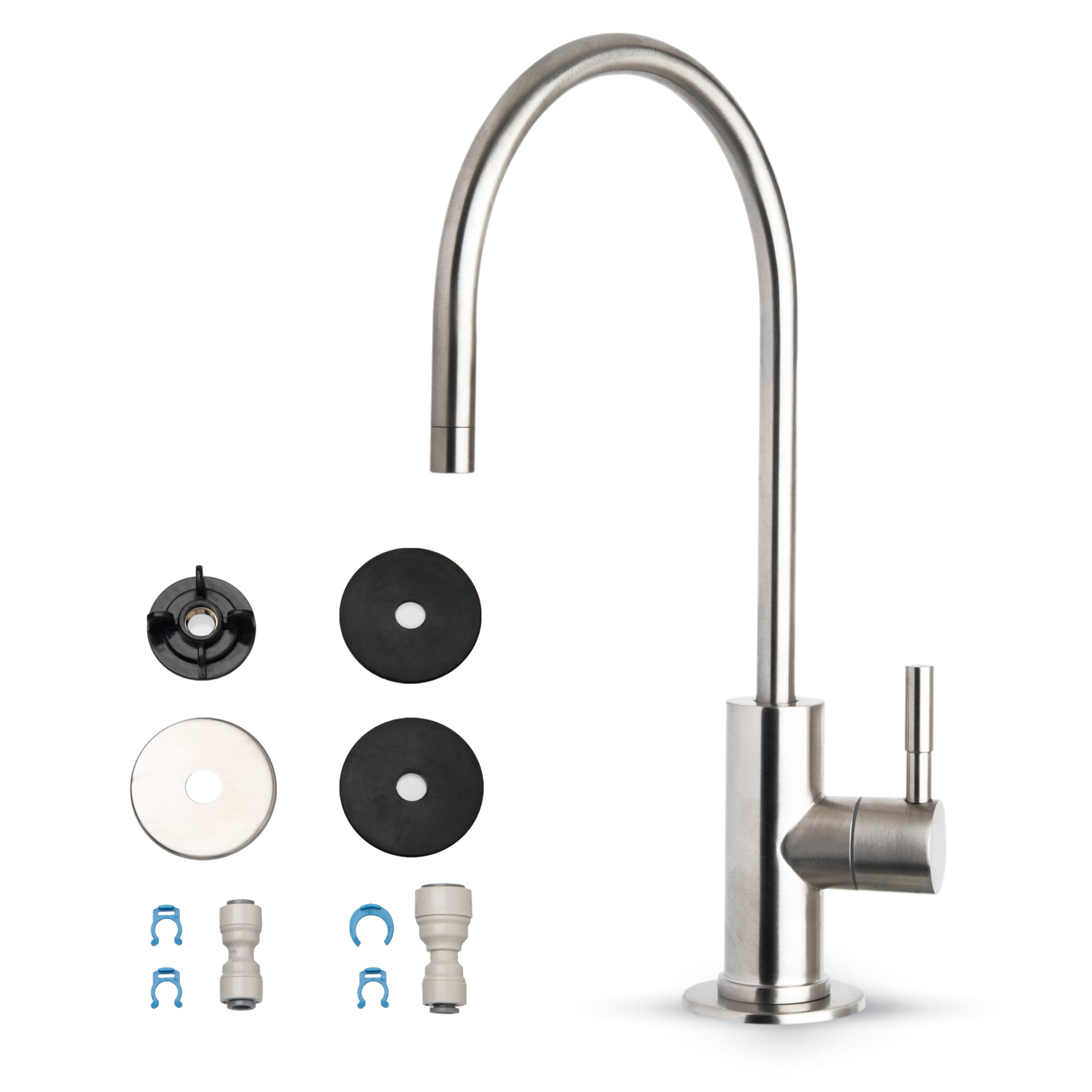 Photo 1 of iSpring GA3-BN Drinking Water Faucet for Kitchen Sink with 3/8" Connector, Heavy Duty Lead-Free Reverse Osmosis Faucet for RO System, Non-Air Gap 100% Stainless Steel RO Faucet, Brushed Nickel Finish