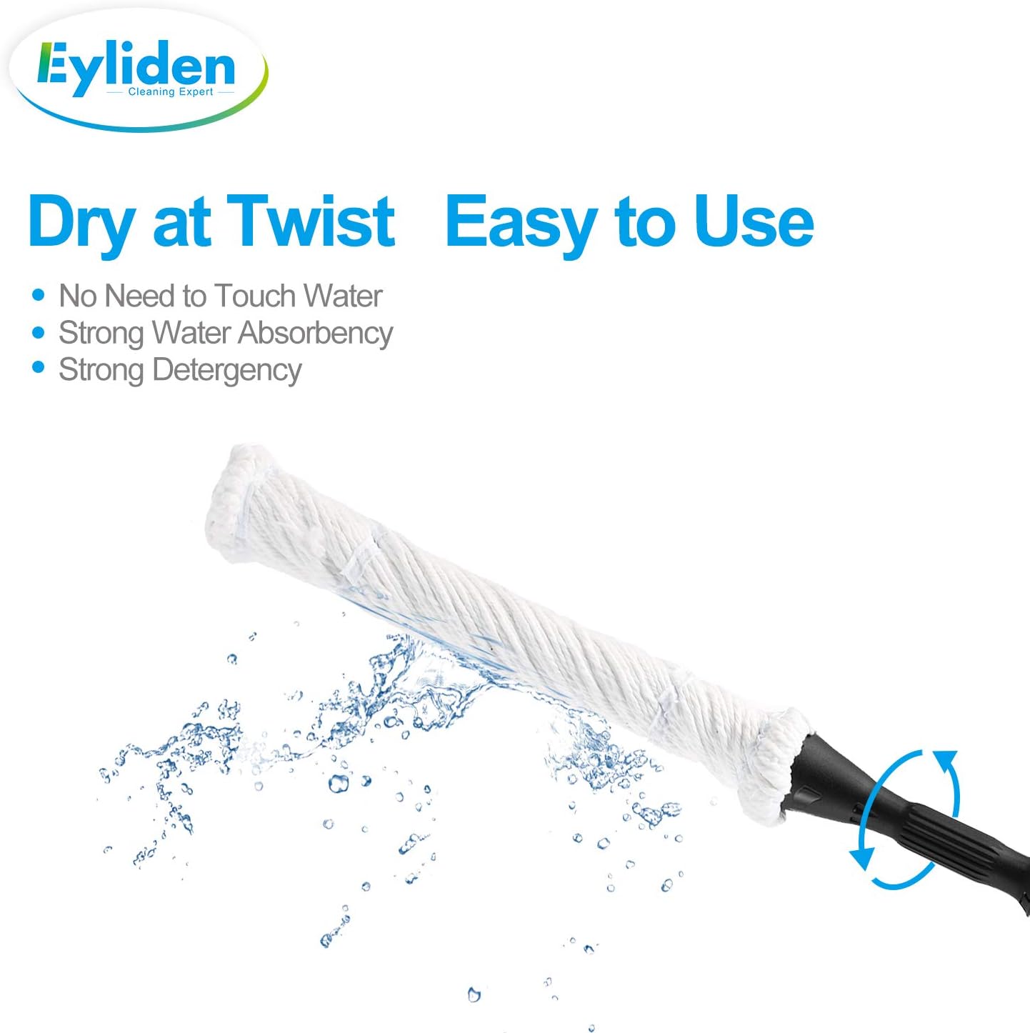 Eyliden Microfiber Twist Mop Silver 57.5 Inches Dust Mops Washing Mop Hand Release Floor Cleaning with 1 Removable Washable Heads Product and Packaging Upgrade (Red): Health & Personal Care
