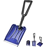 ORIENTOOLS Folding Snow Shovel with D-Grip Handle and Durable Aluminum Edge Blade, Emergency Snow Shovel for Car, Truck…