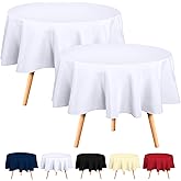 Utopia Kitchen Round Table Cloth 2 Pack(90 Inches, White), Tablecloth Machine Washable, Polyester Table Cover for Dining, Buffet Parties, Picnics, Events, Weddings and Restaurants