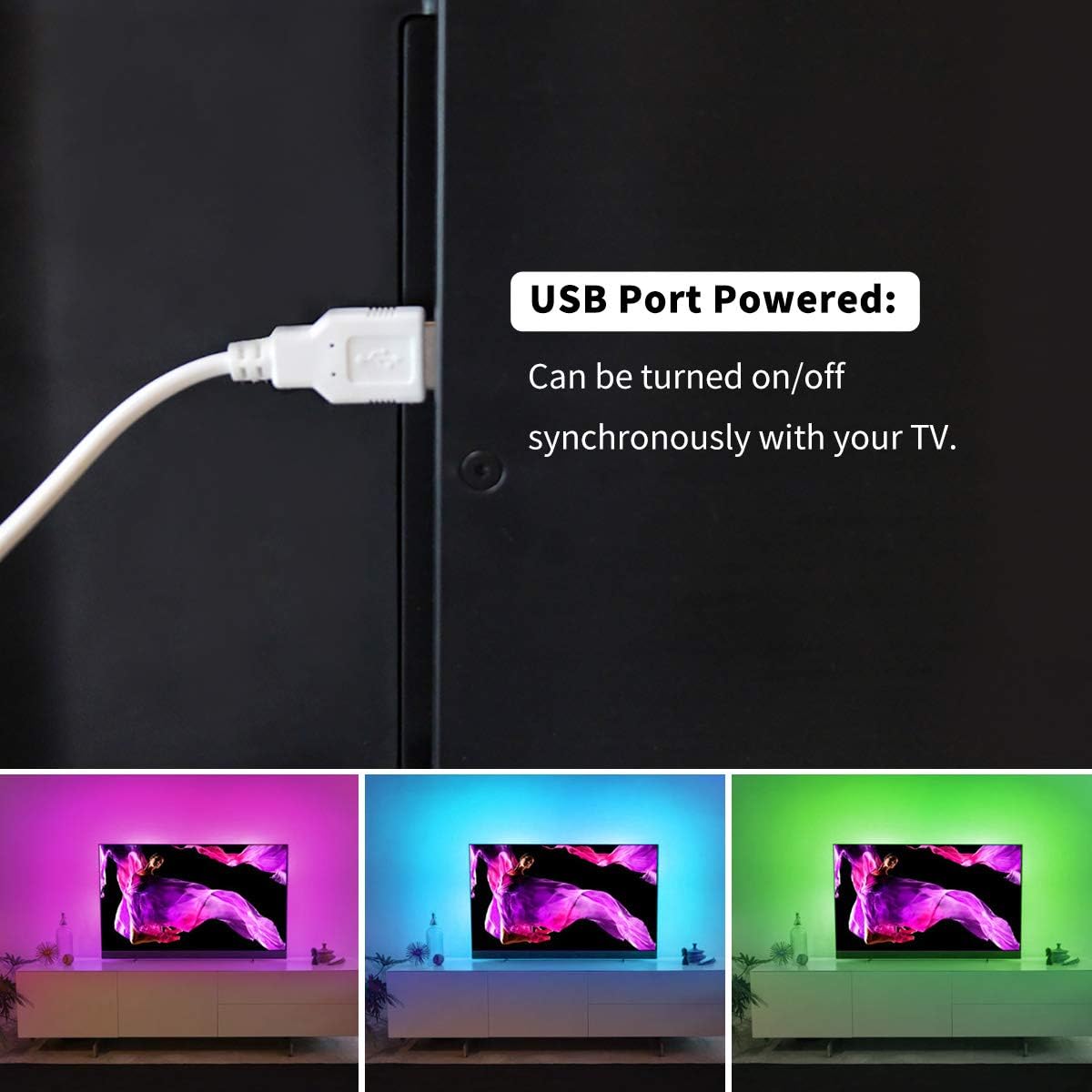 Bason LED TV Backlight, 13.09 ft/399 cm USB LED Strip RGB, DIY 4096 Colours LED Strip with 24 Button Remote Control - Image 5