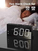 ROCAM Alarm Clock with Bed Shaker Dual Alarm Extra Loud 7.5" LED White view 4