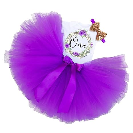 mioim Baby Mädchen Weiß T-Shirt + Tüllrock Tutu Rock + Stirnband 1. Geburtstag Party Kleid Outfit Ballettrock Tütü Tutu Unter