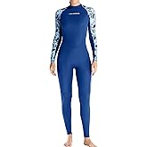 FEOYA Women's One Piece Swimsuit Long Sleeve Full Body Swimwar Rash Guard with Sun Protection