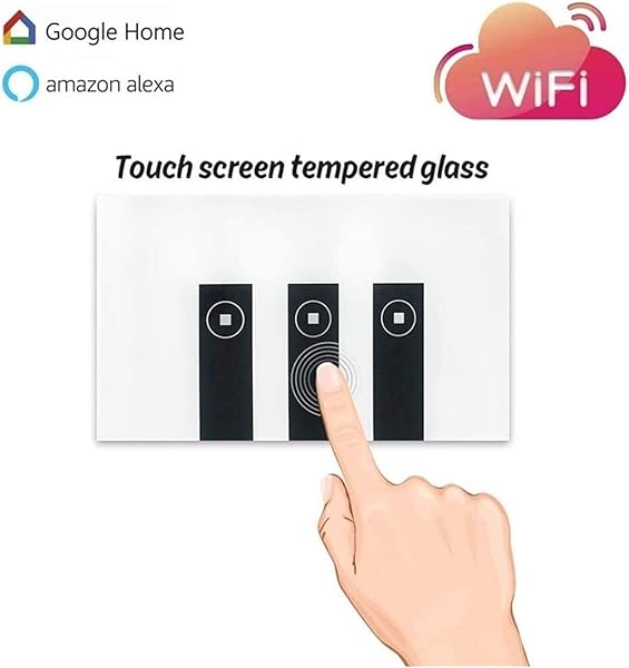 Glanbal Voice Control WiFi Smart Switch Touch Switch WiFi Aplicacin de telfono inteligente Panel de interruptor de 4 vas Interruptor de interruptor tctil de la pared Interruptor de luz inteligente