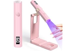 krofaue Mini Handheld UV Light for Gel Nails with Stand, Portable Rechargeable Nail Lamp with 2 Timers, Flash Cure for Rhinestone Glue Decoration at Home DIY, Travel