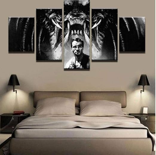 5 piezas de arte de pared de lienzo (59 1X31.5) Arnold Vs Predator