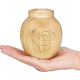 SOITIS Memorial Urns for Human Ashes-4.3 Inches Bamboo with Wing Pattern, Cremation Urns for Human Ash Adult Male Female, Urns for Human Ashes Keepsake Holder for ash, Ash Keepsake Urn for Women Men