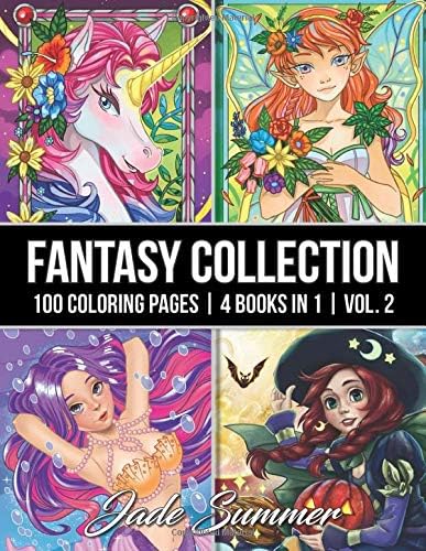 Fantasy Collection - Volume 2: An Adult Coloring Book with 100 Incredible Coloring Pages of Unicorns, Fairies, Mermaids, Witches, and More! Paperback – Large Print, 7 Feb. 2019