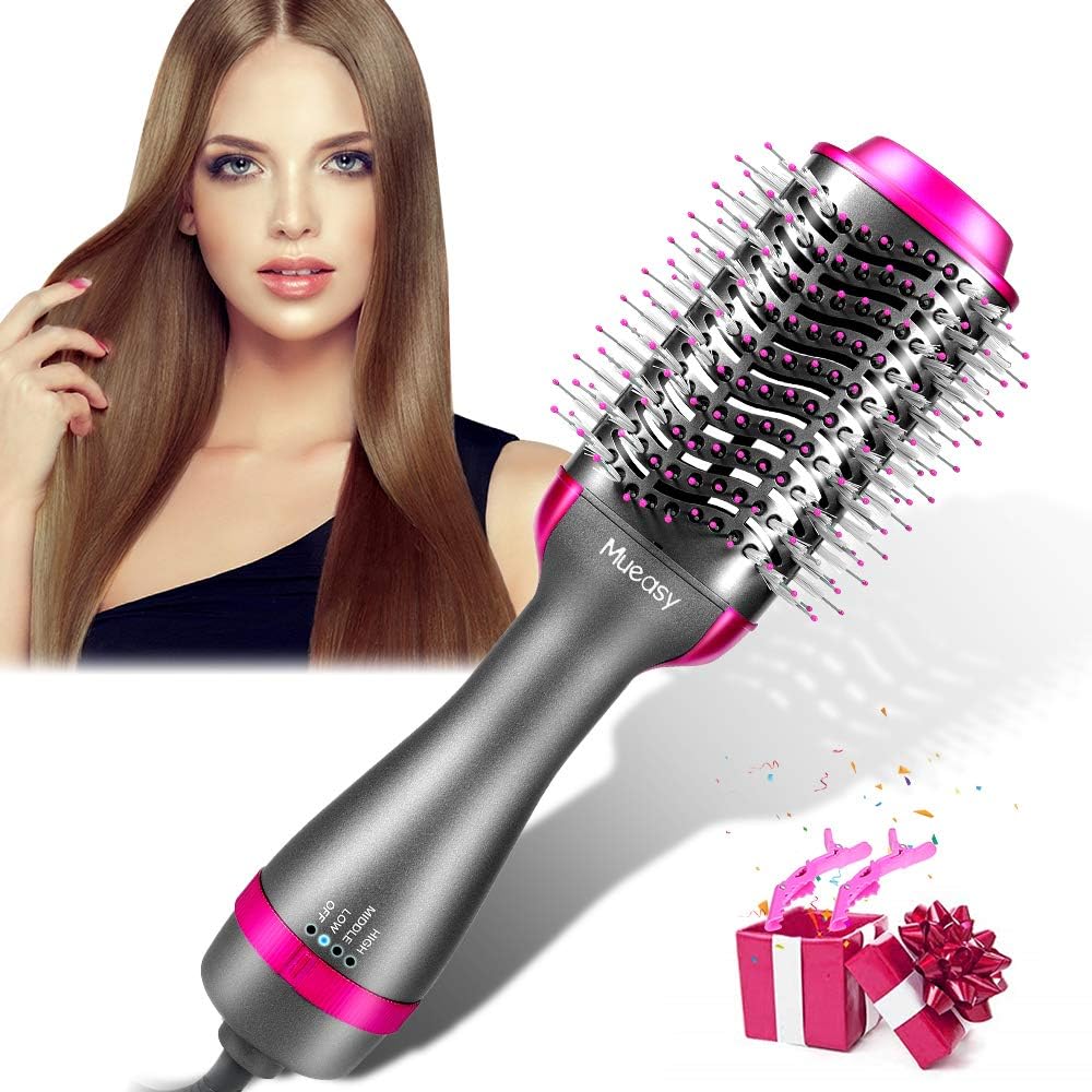 Hair Dryer Brush, Hot Air Brush, Mueasy 2020 Upgrade Blow Dryer Brush, Brush Hair Dryer for Women, 5 in 1 Hair Brush with Anti-scald Negative Ion for All Hair Types