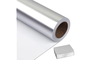 NESCCI Matte Metal Silvery Wrapping Paper, Solid Color Paper,Gift Wrapping Paper,Perfect for Wedding,Valentine's Day,Birthday, Christmas,Baby Shower,DIY Bouquet (17.5 Inches X 32.8 Feet)