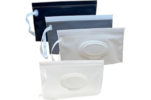 VOONGOR Baby Wet Wipes Pouches, 4 Pcs Baby Wet Wipes Dispensers, Travel Wet Wipes Bags Cases, Reusable Refillable Portable Wipe Carrying Pouches for Baby Adult Teenager