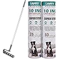 Layers Large Mega 10in Wide Roller 75 Sheets, 2 Pack Wide Refills with 4-Foot Extendable Handle