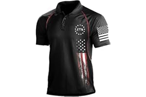 GENERIC Men's 4th of July 1776 Polo Shirt Retro Distressed Independence Day Patriotic Shirts American Flag Print Short Sleeve T-Shirt