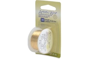 Artistic Wire 30 Gauge Tarnish Resistant Brass Craft Jewelry Wrapping Wire, Gold Color, 30 yd