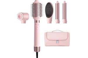 MESCOMB 5 IN 1 Dual Voltage Hair Dryer Brush - 1400 Watts Professional Hot Air Styler No Heat Damage Frizz-Free for Drying, V