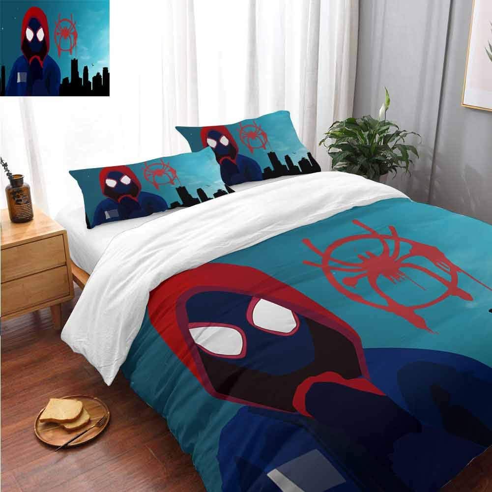 Amazon Com Kids Comforter Cover Spiderman Miles Morales Spiderman Into The Spider Verse K Tc Decorative 3 Piece Bedding Set With 2 Pillow Shams Bedding 3 Piece Duvet Cover Set King Home Kitchen