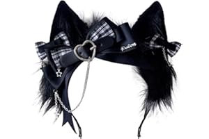VIGVAN Animal Cosplay Ears Fox Cat Ears Chain Punk Cross Cat Ears Headbands