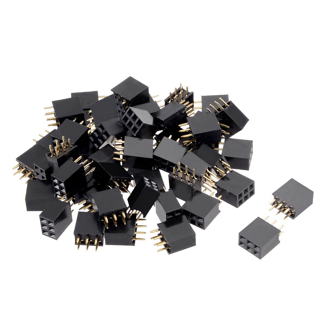 Sourcingmap 50Pcs 2.54mm Pitch 2x3-Pin Double Row Straight Connector Female Pin Header Strip PCB Board Socket