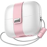 SURITCH for Samsung Galaxy Buds 3 Pro (2024) / Buds 3 (2024) / Buds 3 FE (2025) Case, Magnetic Cases with Cleaner Kit & Hanging Lanyard, Stylish Shockproof Cases Rugged Protective Cover, PinkWhite