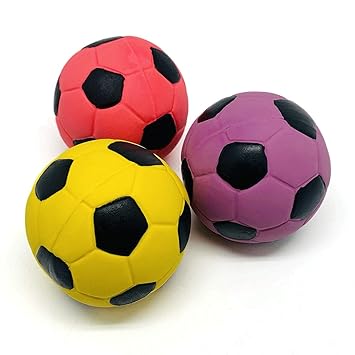 Pets Empire 2.7'' Medium Soft Squeaky Dog Toys Soccer Ball Bounce Interactive Play (Color May Vary) (Single Pack)