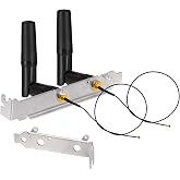 Eightwood M.2 WiFi Card Antenna Kit 2.4GHz 5GHz Dual Band | RP-SMA Male WiFi Antenna with 10in RP-SMA Female to M.2 WiFi Card Coax Cable and Computer Slot Bracket