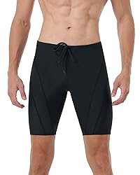 Runhit Swim Jammers for Men UPF 50+ Black Solid