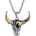 HZMAN Men's Stainless Steel Pendant Vintage Deer Head Reindeer Necklace 22+2 Iinch Chain（Silver）