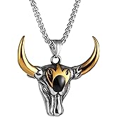 HZMAN Men'S Stainless Steel Pendant Vintage Deer Head Reindeer Necklace 22+2 Iinch Chain（Silver）