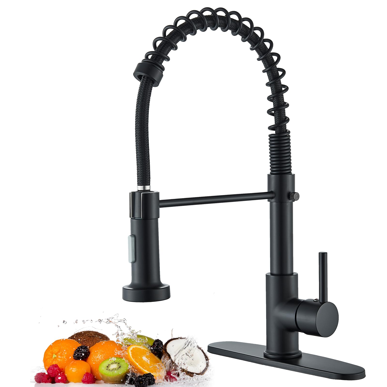 Photo 1 of ???????? ????? ??????? ?????? Kitchen Sink Faucets with Pull Down Sprayer and Deck Plate Single Handle Faucet for Kitchen Sink Commercial RV High Arc Spring Sink Faucets