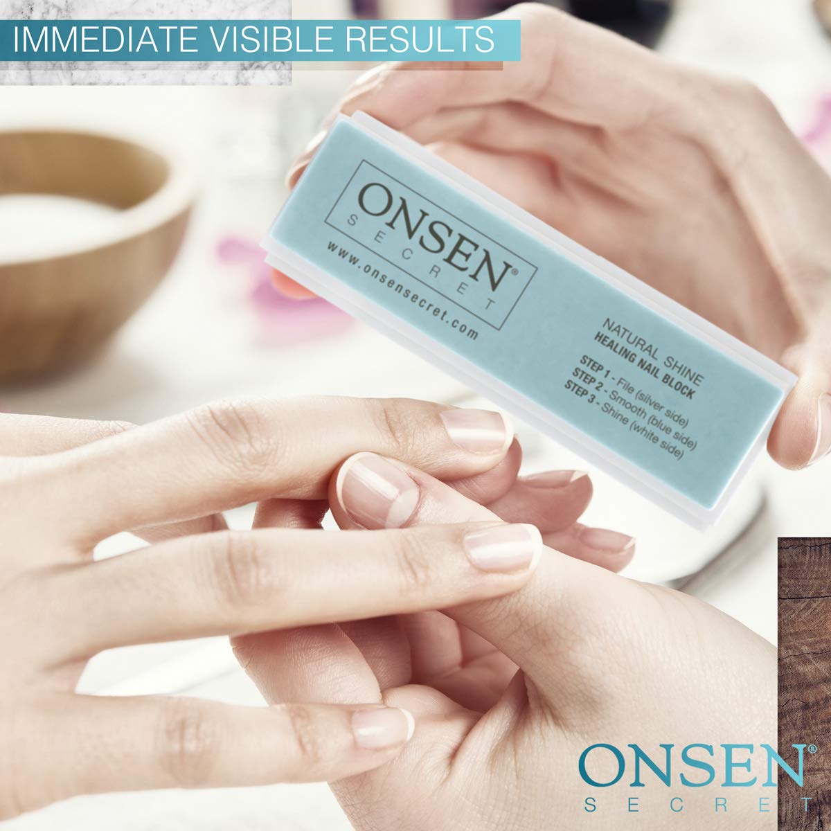 Onsen Professional Nail Files and Buffer, Ultimate Shine Nail Buffing Block With 3 Way Buffing Methods, File, Smooth & Shine, Compact Purse Size Manicure Tools for Optimum Nail Care : Onsen Buffer : Beauty