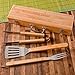 Barbecue Grill Accessories Set with Personalized Wooden BBQ Tools Holder (Modern Design) for Dad, Husband - Grill Tool Set for Men