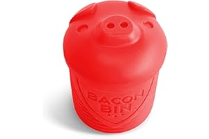 Talisman Designs Bacon Bin Grease Strainer & Collector | Family Friendly Kitchen Tools | Fun & Functional Silicone Grease Container | Holds up to 1 Cup | Red