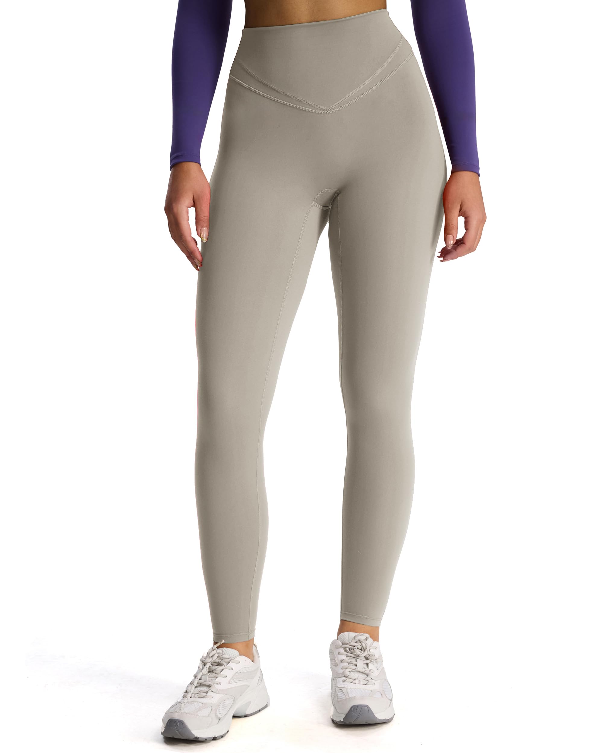 Photo 1 of Aoxjox High Waisted Workout Siren Leggings for Women Hidden Scrunch Butt Lifting Tummy Control Yoga Pants 26" (Mink, X-Large)