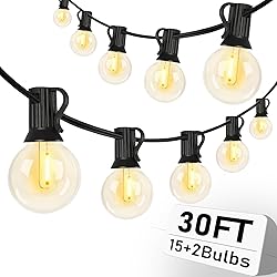 30FT LED Outdoor String Lights, G40 Globe Patio