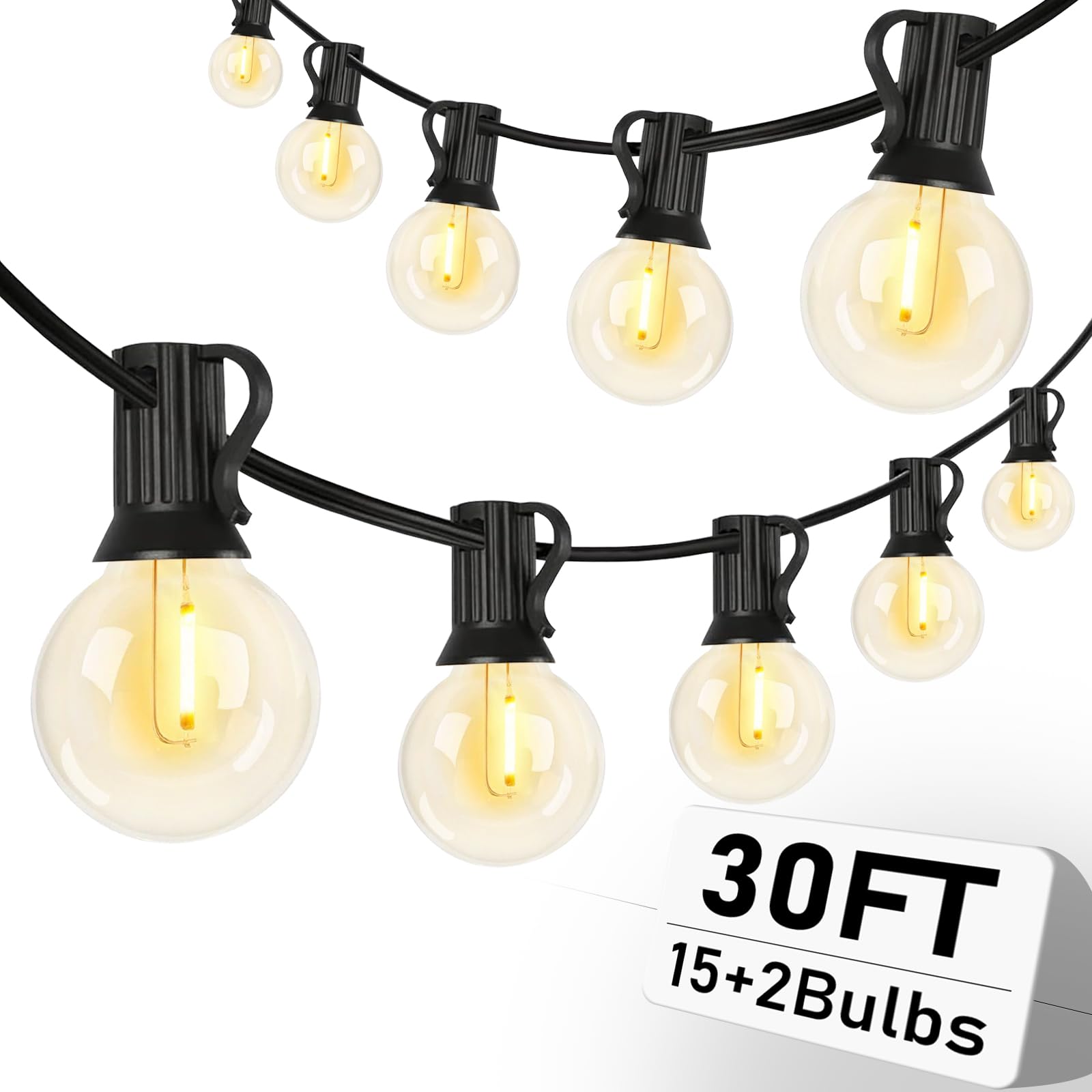 30FT LED Outdoor String Lights, G40 Globe Patio