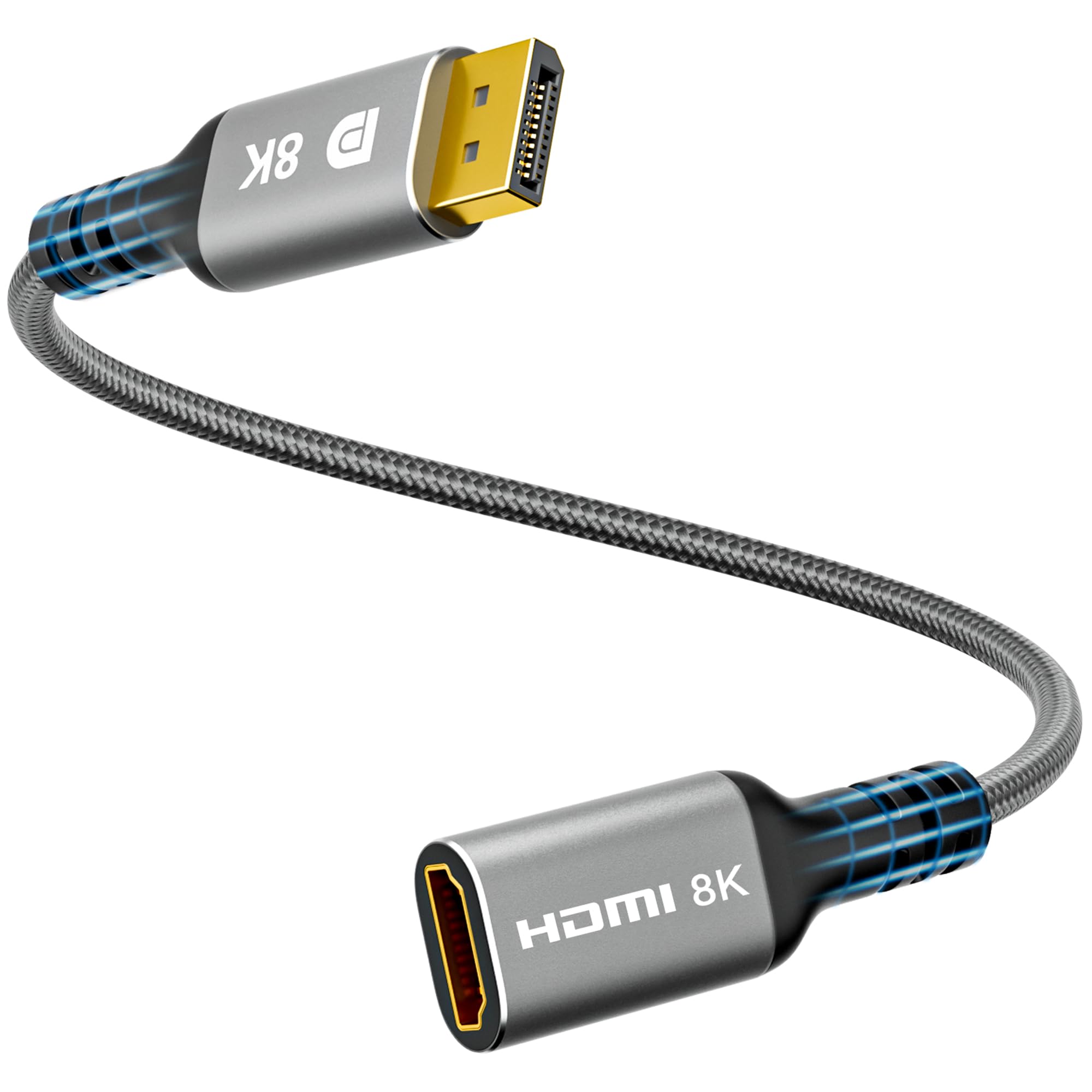 Photo 1 of 8K DisplayPort to HDMI Adapter, Uni-Directional DP 1.4 Male (Source) to HDMI 2.1 Female (Screen) Converter, DP Male to HDMI Connector 8K@60Hz, 4K@120Hz for PC, Dell, HP, NVIDIA, Laptop and More