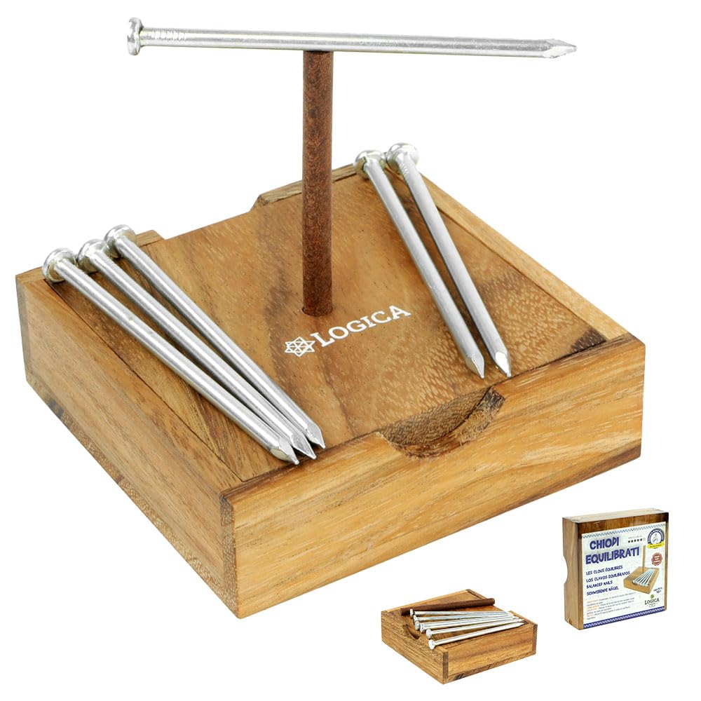 Logica Puzzles Art. Nails - Wooden Brain Teaser - Difficulty 5/6 Incredible - Euclide Collection