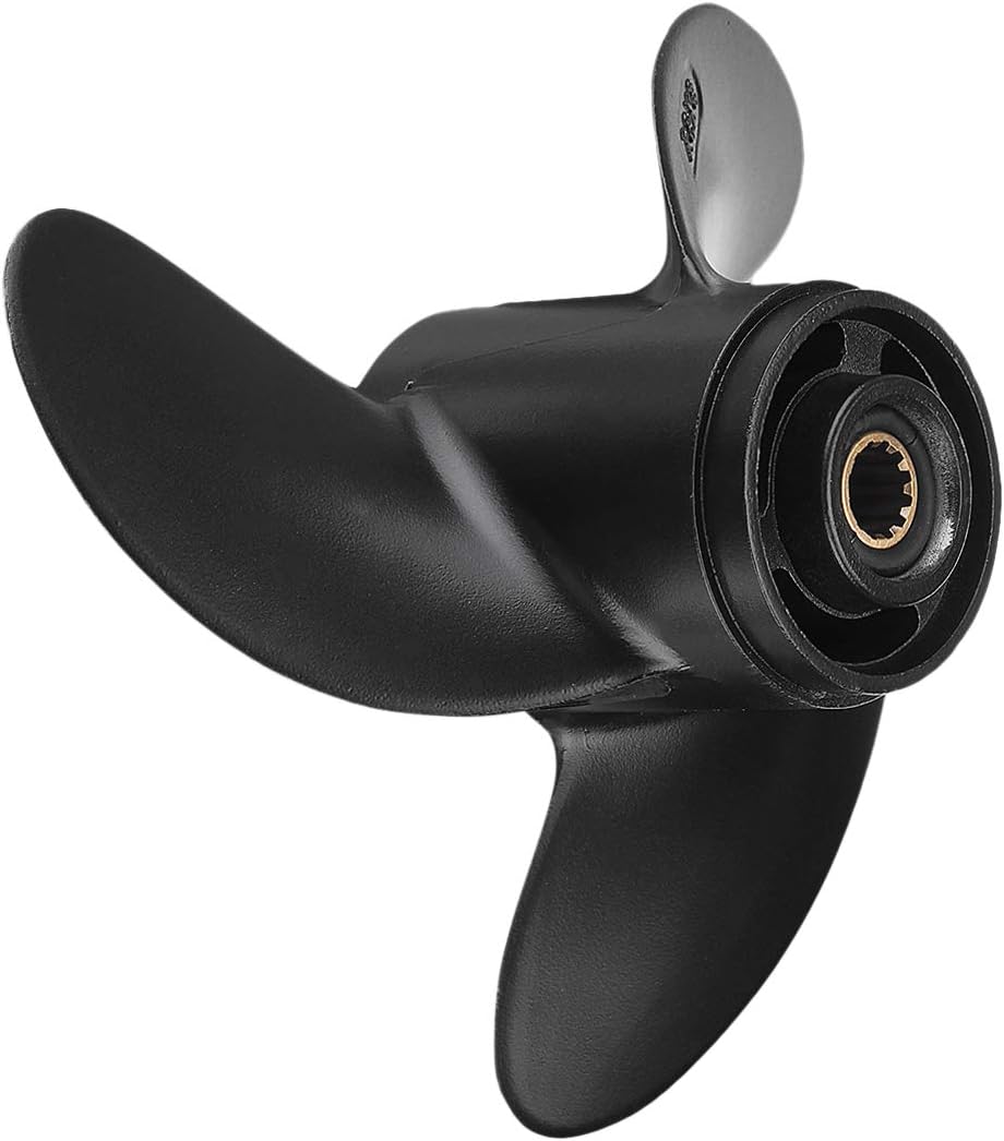 SODIAL Ship Engine Outboard Propeller 3R1W64516-0 7.8 X 8 For Tohatsu -Mercury 4-6Hp Black 3 Blades 12 Spline Tooth Aluminum Alloy R Rotation