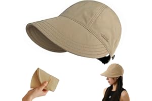 huablo]UPF 50+Womens Sun Hat UV Protection Hiking Fishing Hats Wide Brim Hat Adjustable Ponytail Packable Sun Cap