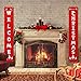 HB-life Merry Christmas Banner,Welcome Christmas Porch Sign for Christmas Decoration Outdoor Indoor, Christmas Banner Red Xmas Decor Banners for Home Decor