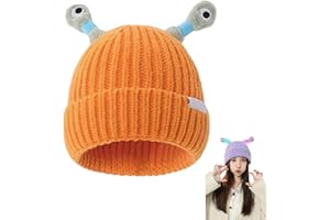 KAMATION Cute and Funny Knitted Hat, Cartoon Retractable Tentacles Parent-Child Hat Winter Glowing Little Monster Wool Hat