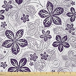 Lunarable Violet Fabric by The Yard, Swirls and