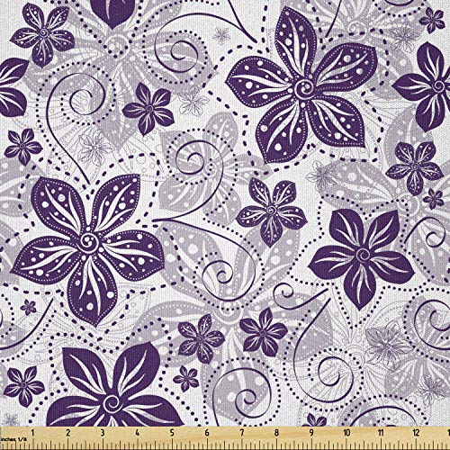 Lunarable Violet Fabric by The Yard, Swirls and