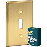 Rio Salto Brass Deco Collection Gold 1-Gang Toggle Light Switch Plate Standard Size 4.5" x 2.75" Flip Switch, Heavy-Gauge Decorative Wall Plate Covers, Modern Luxury Premium Metal Cover