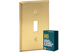 Rio Salto BRASS Modern Metal Gold Toggle Light Switch Covers Wall Plate Single Toggle Switch Wallplate Decorative Gold 1 Gang Wall Plate Covers Genuine Brushed Brass Standard Size