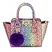 CMK Trendy Kids My First Shinny Glitter Rainbow Purse for Little Girls Toddlers Mini Tote with Poms (80003_Rainbow), Small