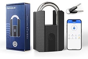 NexusLab Heavy Duty Fingerprint Padlock, Gate Locks for Outdoor Fence with Key, Rechargeable, 1-Year Standby, IP67 Waterproof, 50 Fingerprints,Ideal for Fence, Shed, Pool, Gate & Warehouse Security